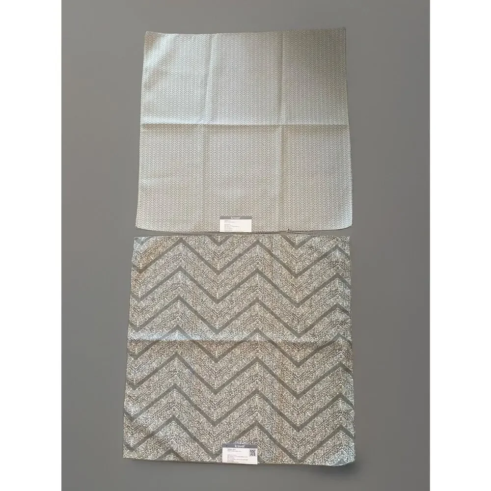 Pair Kravet Midweight Gray White Jacquard Prints 25
